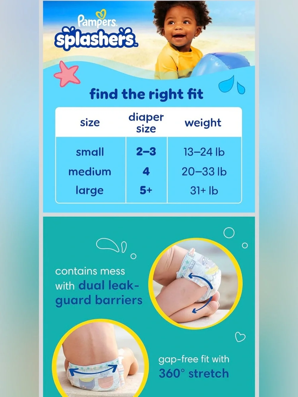 Pampers Size 4 Splashers Swim Diapers, Disposable 54 swim diapers 3 pkgs for $9